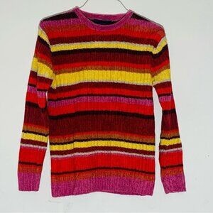Denim&Co Colorful Women’s Striped Sweater SZ S